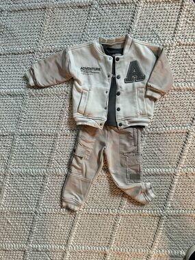 Kids Beige Cargo Sweatpants Joggers